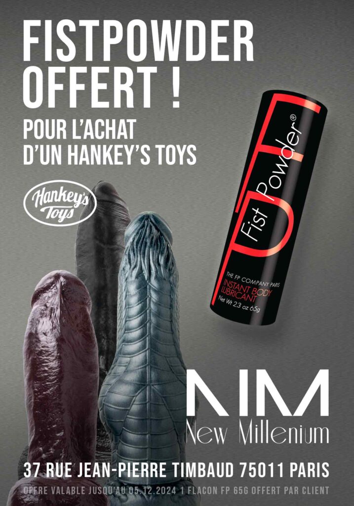 Pour l'achat d'un Hankey's Toys, nous vous offrons un flacon de lubrifiant Fistpowder 65g.